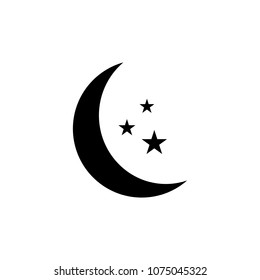 	
Moon and stars dark night icon - graphic dark moonlight. Flat symbol for your web site design, app, UI. Vector illustration.