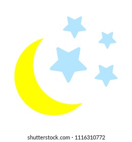 Moon and stars dark night icon - graphic dark moonlight illustration