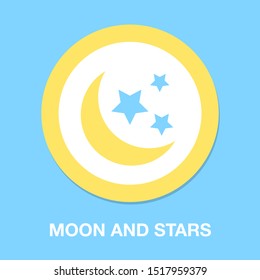 Moon and stars dark night icon - graphic dark moonlight illustration