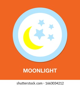 Moon and stars dark night icon - graphic dark moonlight illustration