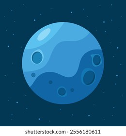 Moon with stars in dark sky. Vector illustration