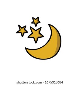 moon and stars doodle icon, vector illustration