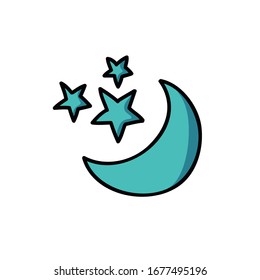 moon and stars doodle icon, vector illustration
