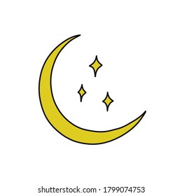 moon and stars doodle icon, vector illustration