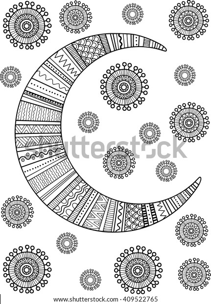 Moon Stars Doodle Vector Elements Coloring Stock Vector (Royalty Free ...