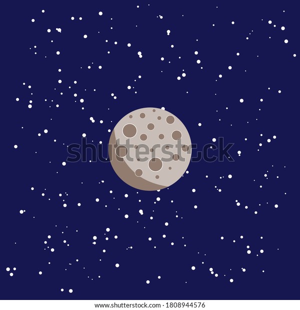 The moon and the stars. Drawing of the\
night sky. Vector\
illustration.