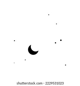 Elementos de la Luna y las Estrellas. Resumen de elementos de paisaje.Ilustración aislada en un fondo blanco. Vector