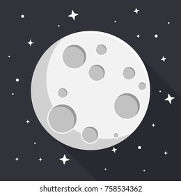 moon with stars flat design icon