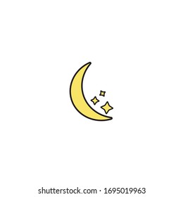 Moon and stars. flat design on a white background. vector