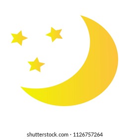 Moon with stars flat icon isolated on white background. Vector illustration.