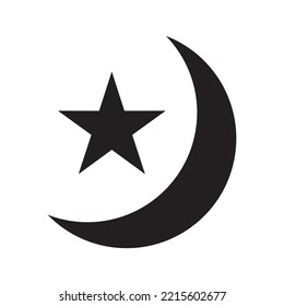 Moon and stars flat icon vector illustration isolated on white background.