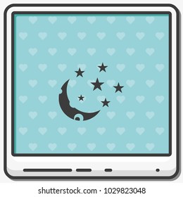 Moon and stars flat vector icon.