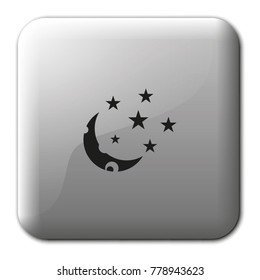 Moon and stars flat vector icon.