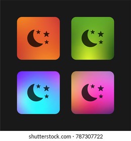 Moon and stars four color gradient app icon design