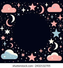 Moon and stars frame - borders 