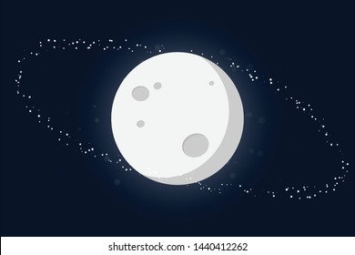 Moon and stars. Full moon on center surround with stars.