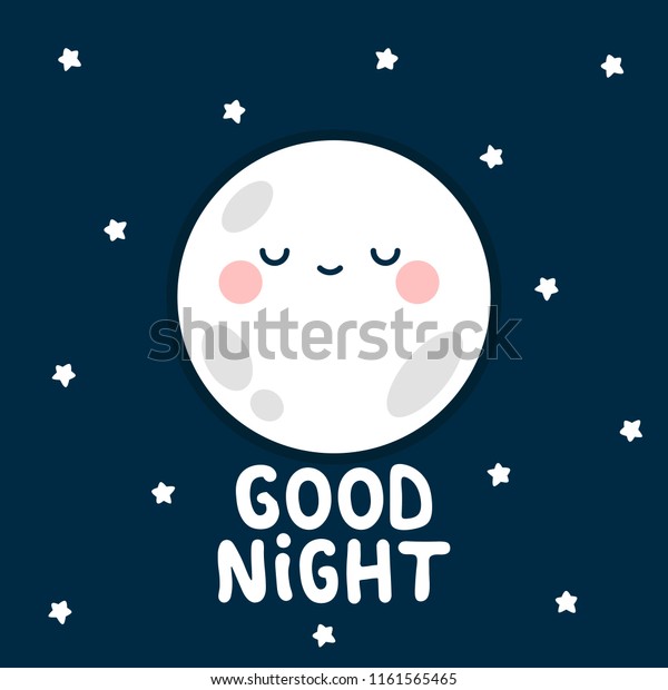 Moon Stars Good Night Text White Stock Vector (Royalty Free) 1161565465 ...