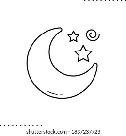 moon and stars, good night vector icon in outline