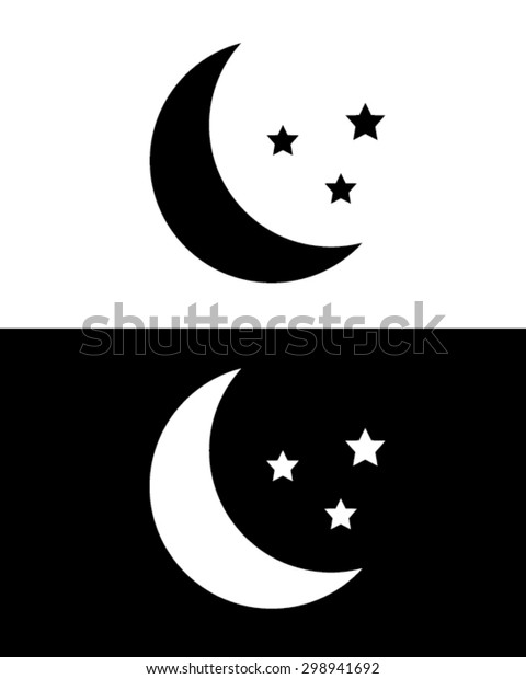 Moon and Stars\
Graphic in Black and\
Reverse