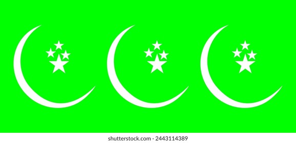 Moon and stars Green isolated. Ramadan Kareem concept. Vector