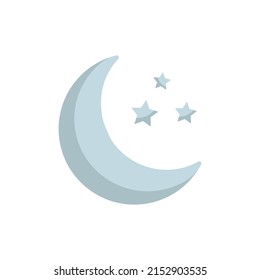 Moon and stars. Grey moon and stars isolated on white background. Vector stock