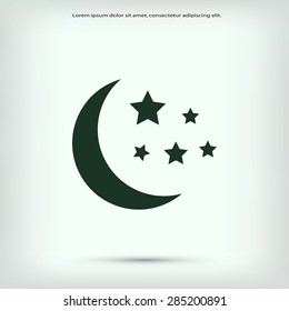 Moon and stars at icon
