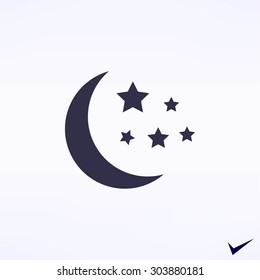 Moon and stars at icon