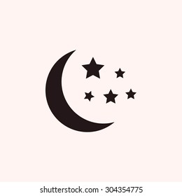 Moon and stars at icon