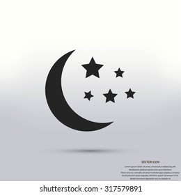 Moon and stars at icon