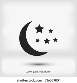 Moon and stars at icon