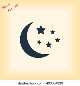 Moon and stars at icon