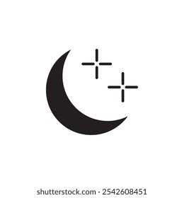 Moon stars icon black and white vector sign