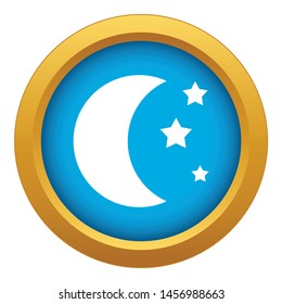 Moon and stars icon blue vector isolated on white background for any design