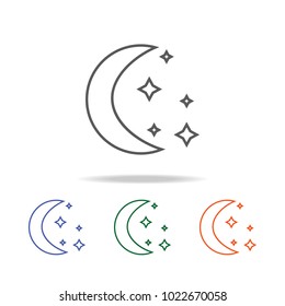 Moon and stars icon. Element of a space multi colored icon for mobile concept and web apps. Thin line icon for website design and development, app development. Premium icon on white background