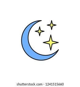 moon and stars icon. Element of space outline color icon. Thin line icon for website design and development, app development. Premium icon