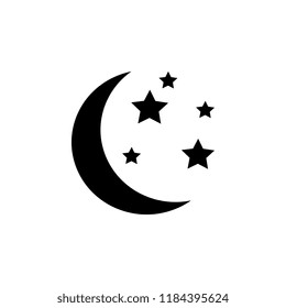 Moon and stars icon, flat design best vector
