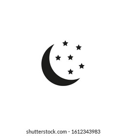 Moon and stars icon, flat design best vector icon. EPS10