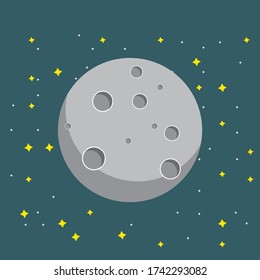 Moon with stars icon flat design illustration