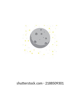 Moon with stars icon flat design illustration