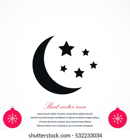 Moon and stars icon, flat design best vector icon