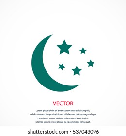 Moon and stars icon, flat design best vector icon