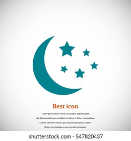 Moon and stars icon, flat design best vector icon