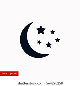 Moon and stars icon, flat design best vector icon