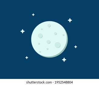 Moon and stars icon. Flat vector illustration in black on white background. EPS 10.