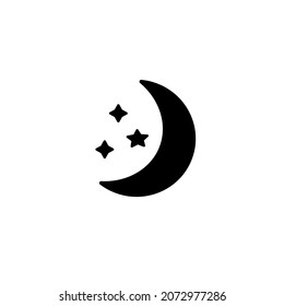 Moon and stars icon. Flat vector illustration in black on white background. EPS 10