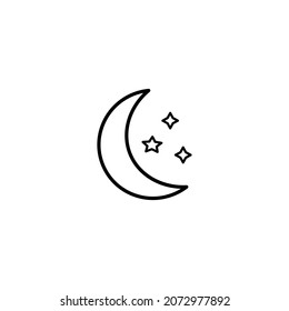 Moon and stars icon. Flat vector illustration in black on white background.