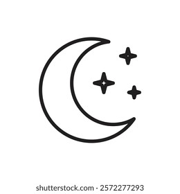 Moon stars icon Flat vector set outline