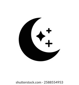 Moon stars icon Flat vector set outline
