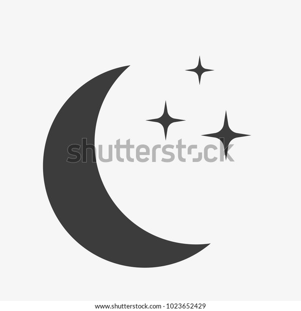 Moon and stars icon. Flat vector illustration\
in black on white\
background