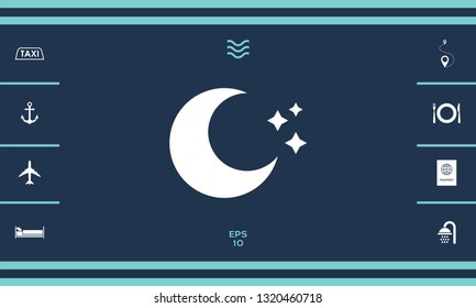 Moon stars icon. Graphic elements for your design
